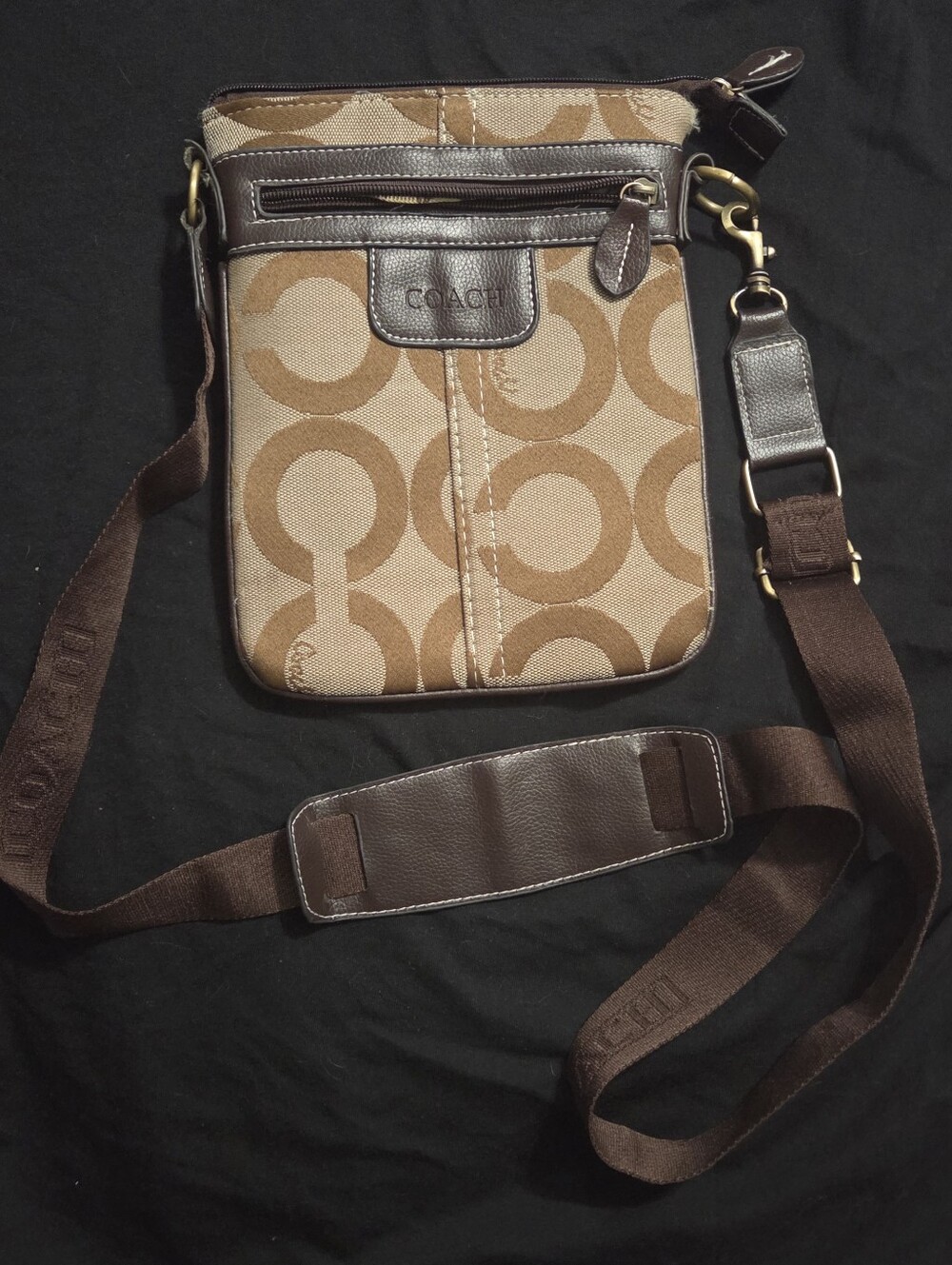 Coach Canvas Messenger Bag in Tan and Brown